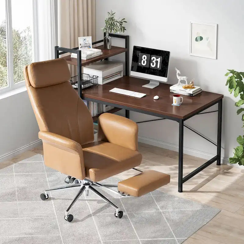 Sedia da ufficio ergonomica con schienale alto, poggiapiedi e braccioli