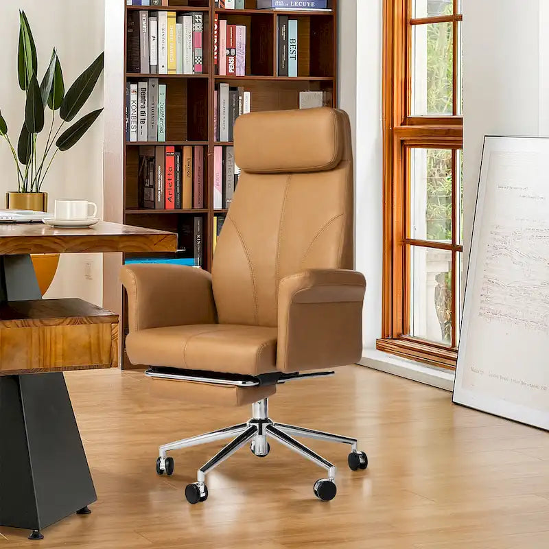 Sedia da ufficio ergonomica con schienale alto, poggiapiedi e braccioli