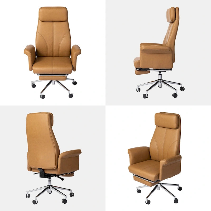 Sedia da ufficio ergonomica con schienale alto, poggiapiedi e braccioli