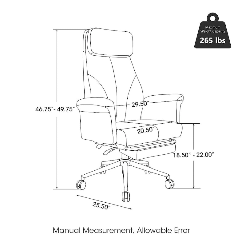 Sedia da ufficio ergonomica con schienale alto, poggiapiedi e braccioli