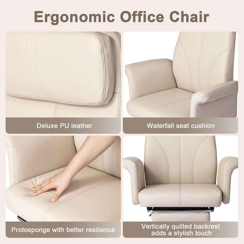 Sedia da ufficio ergonomica con schienale alto, poggiapiedi e braccioli