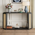 Tavolo Console Arrow 53 con Rattan Intrecciato
