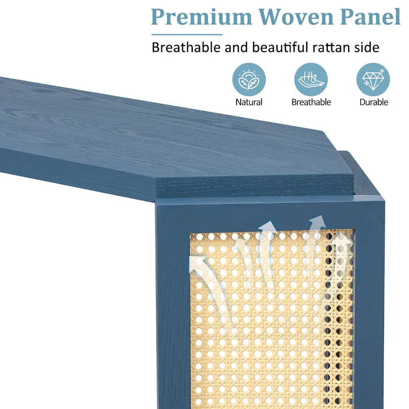 Tavolo Console Arrow 53 con Rattan Intrecciato