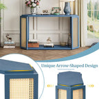 Tavolo Console Arrow 53 con Rattan Intrecciato