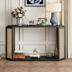 Tavolo Console Arrow 53 con Rattan Intrecciato