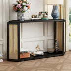 Tavolo Console Arrow 53 con Rattan Intrecciato