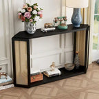 Tavolo Console Arrow 53 con Rattan Intrecciato