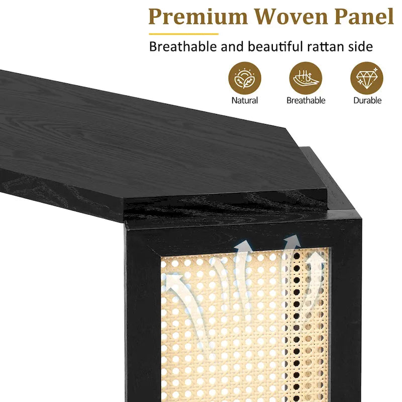 Tavolo Console Arrow 53 con Rattan Intrecciato