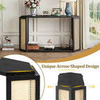 Tavolo Console Arrow 53 con Rattan Intrecciato