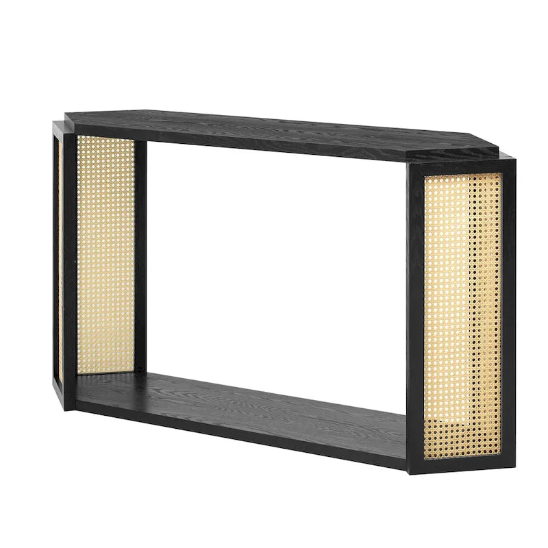 Tavolo Console Arrow 53 con Rattan Intrecciato