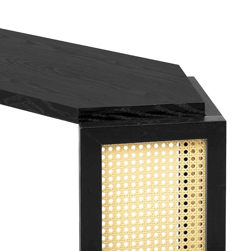 Tavolo Console Arrow 53 con Rattan Intrecciato