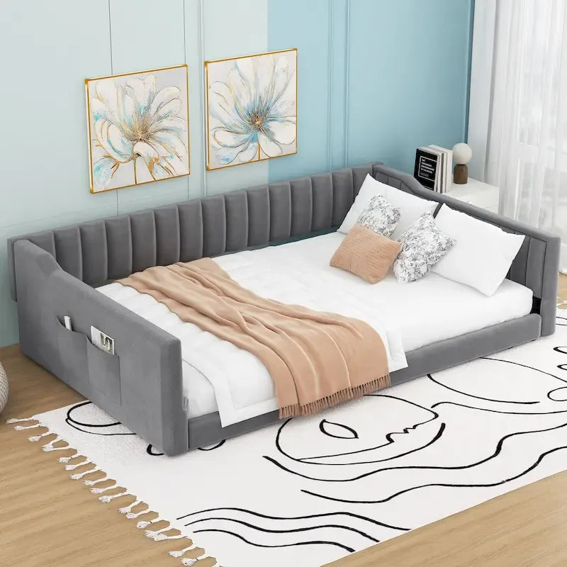 Divano Letto Matrimoniale XL in Velluto con Contenitore
