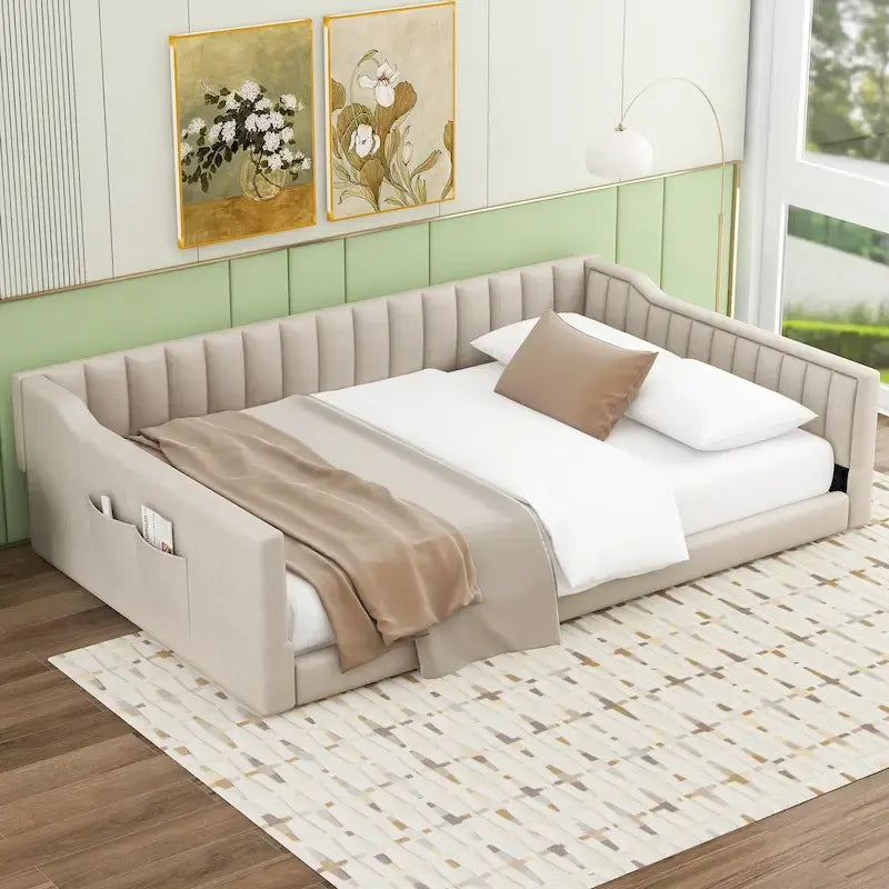Divano Letto Matrimoniale XL in Velluto con Contenitore