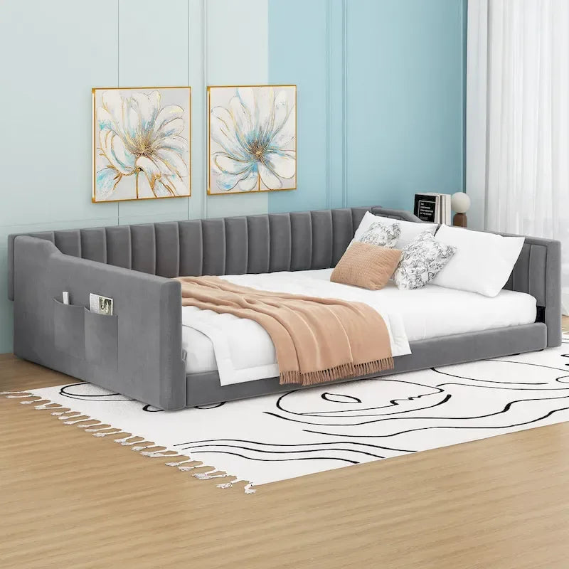 Divano Letto Matrimoniale XL in Velluto con Contenitore