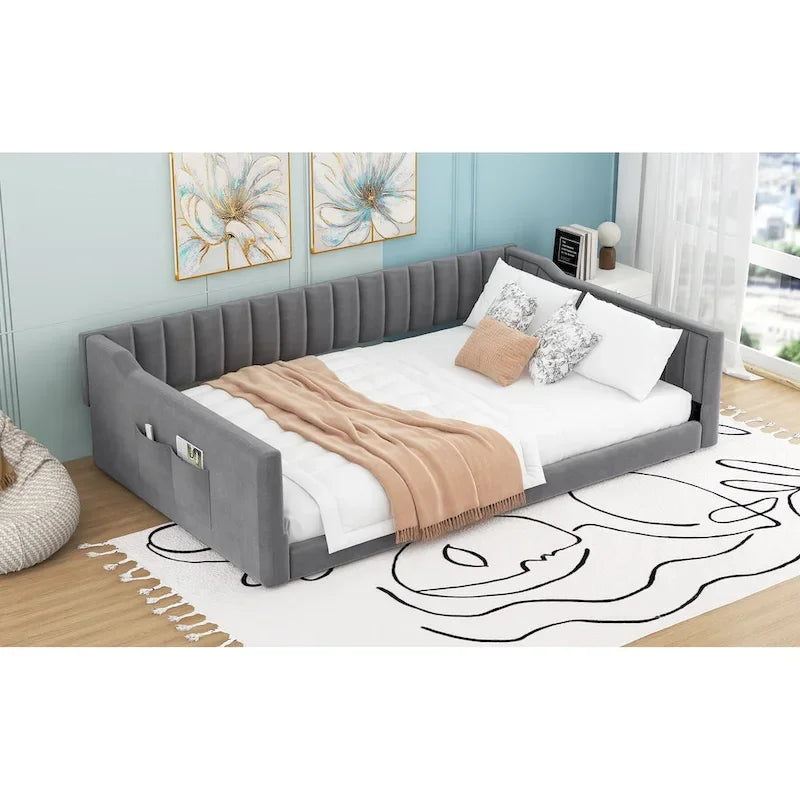 Divano Letto Matrimoniale XL in Velluto con Contenitore