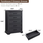 Comò a 5 cassetti stile rustico/country in legno