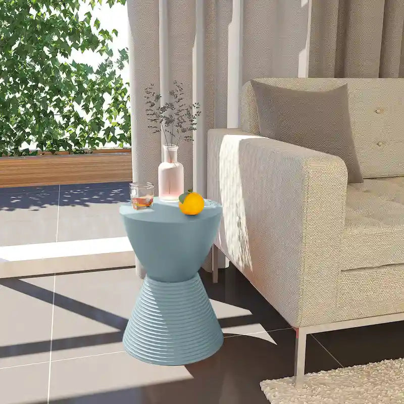 Tavolino Rotondo con Base a Costine, Coperchio Rimovibile e Vano Contenitore Nascosto