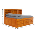 Divano-letto matrimoniale in pino massiccio con sei cassetti, color Miele Caldo