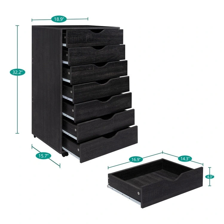 Cassettiera portadocumenti da ufficio a 7 cassetti, mobile con cassetti per schedari con ruote piroettanti, portaoggetti per hobby per casa, ufficio