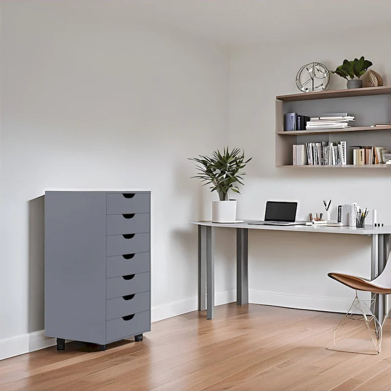 Cassettiera portadocumenti da ufficio a 7 cassetti, mobile con cassetti per schedari con ruote piroettanti, portaoggetti per hobby per casa, ufficio