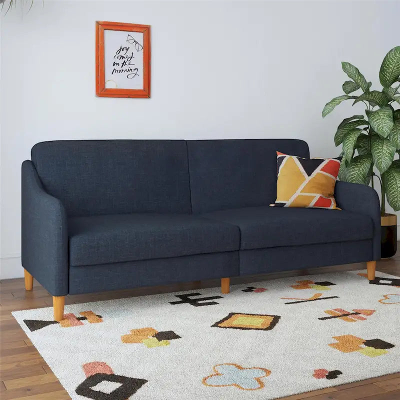 Divano letto futon con molle insacchettate e rivestimento in lino