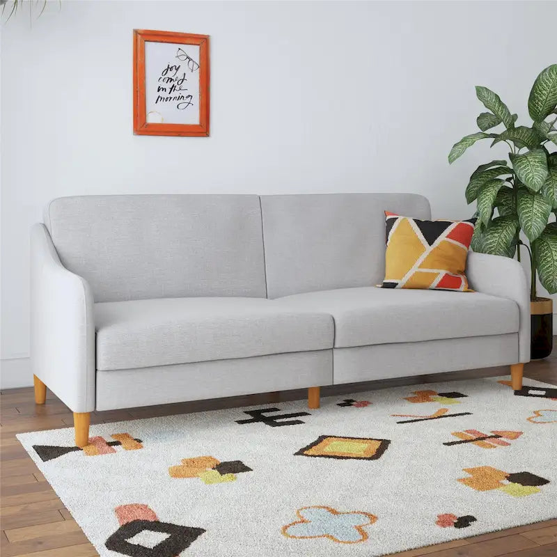 Divano letto futon con molle insacchettate e rivestimento in lino