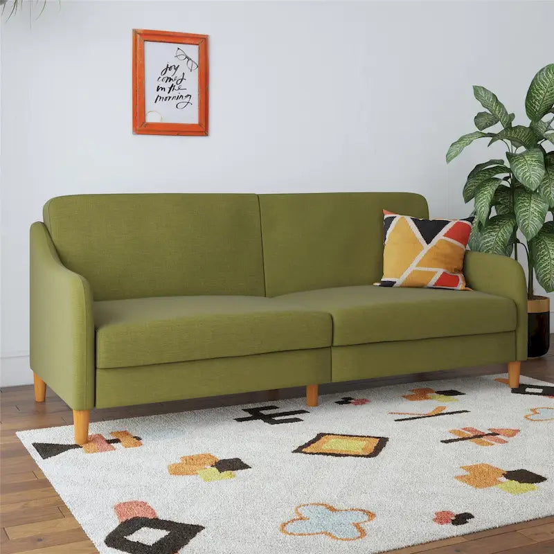 Divano letto futon con molle insacchettate e rivestimento in lino
