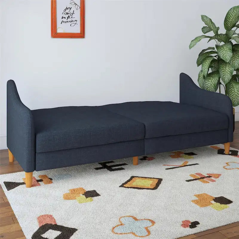 Divano letto futon con molle insacchettate e rivestimento in lino