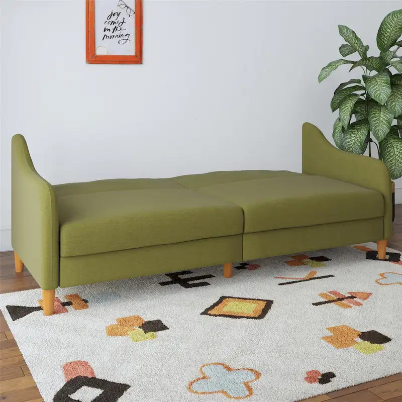 Divano letto futon con molle insacchettate e rivestimento in lino