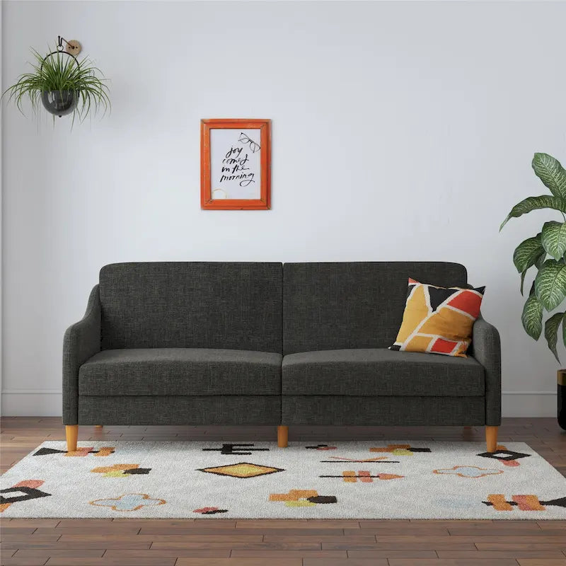 Divano letto futon con molle insacchettate e rivestimento in lino