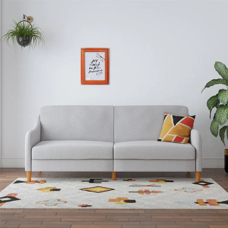 Divano letto futon con molle insacchettate e rivestimento in lino