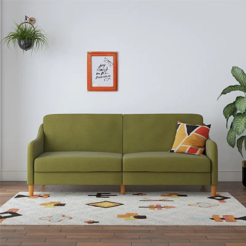 Divano letto futon con molle insacchettate e rivestimento in lino