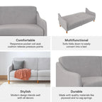 Divano letto futon con molle insacchettate e rivestimento in lino