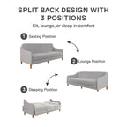 Divano letto futon con molle insacchettate e rivestimento in lino