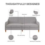Divano letto futon con molle insacchettate e rivestimento in lino