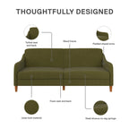 Divano letto futon con molle insacchettate e rivestimento in lino