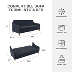 Divano letto futon con molle insacchettate e rivestimento in lino