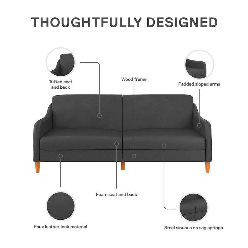 Divano letto futon con molle insacchettate e rivestimento in lino