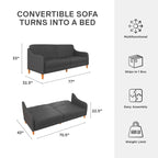 Divano letto futon con molle insacchettate e rivestimento in lino