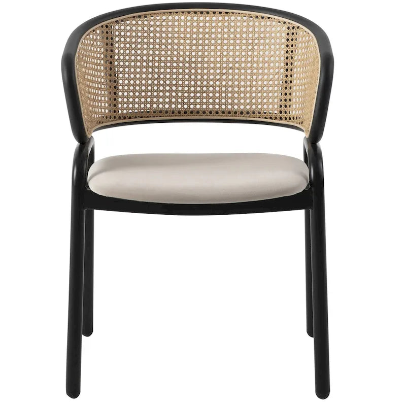 Sedia da pranzo moderna con schienale in vimini e seduta in velluto, set di 4 poltroncine