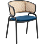 Sedia da pranzo moderna con schienale in vimini e seduta in velluto, set di 4 poltroncine