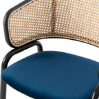 Sedia da pranzo moderna con schienale in vimini e seduta in velluto, set di 4 poltroncine