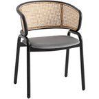 Sedia da pranzo moderna con schienale in vimini e seduta in velluto, set di 4 poltroncine