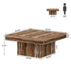 Tavolino da caffè quadrato con LED stile rustico, in legno composito, per soggiorno