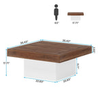 Tavolino da caffè quadrato con LED stile rustico, in legno composito, per soggiorno
