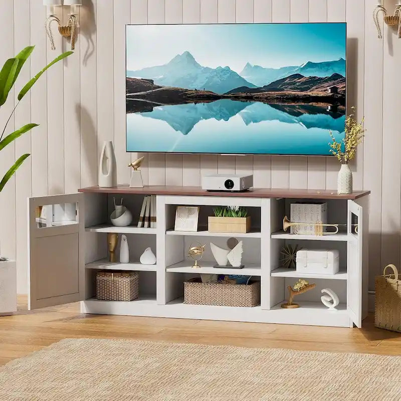 Mobile TV con doppio armadio a sportelli scorrevoli in stile "fienile"