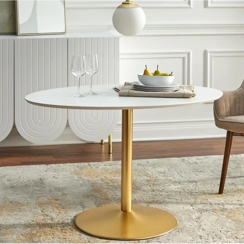Tavolo da pranzo ovale contemporaneo con base color oro