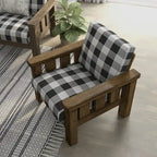 Sedia imbottita Rustica con struttura in Rovere e rivestimento in lino