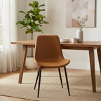 Set di 2 sedie da pranzo moderne in similpelle marrone caramello