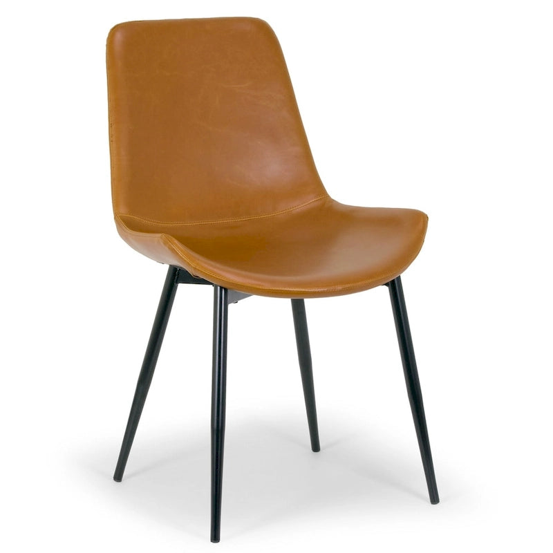 Set di 2 sedie da pranzo moderne in similpelle marrone caramello